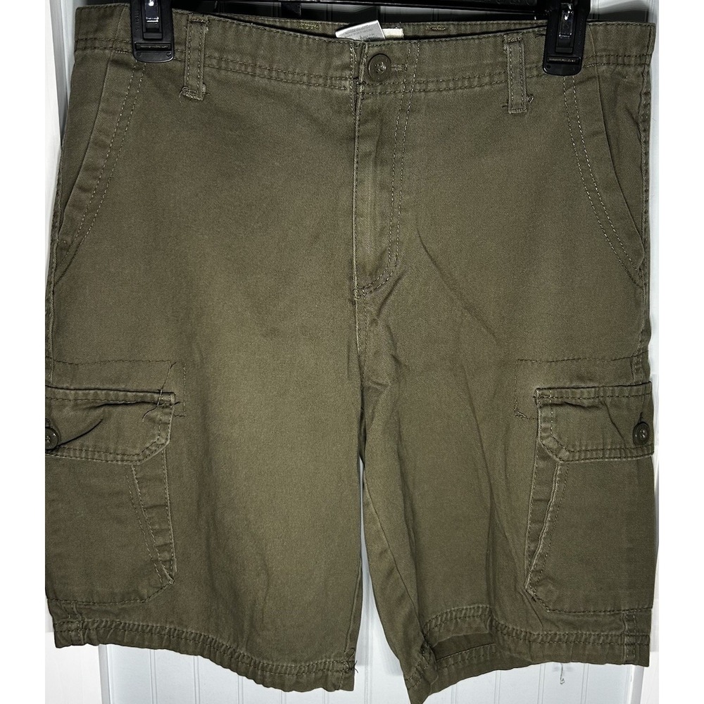Copper Denim Men's Cargo Shorts Olive Rip Stop Cotton Blend‎ 9" Inseam